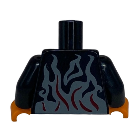 Flames and Skull with Bright Light Orange Eyes