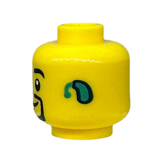 Thin Goatee, Chin Dimple, Hearing Aid on Left, Grin