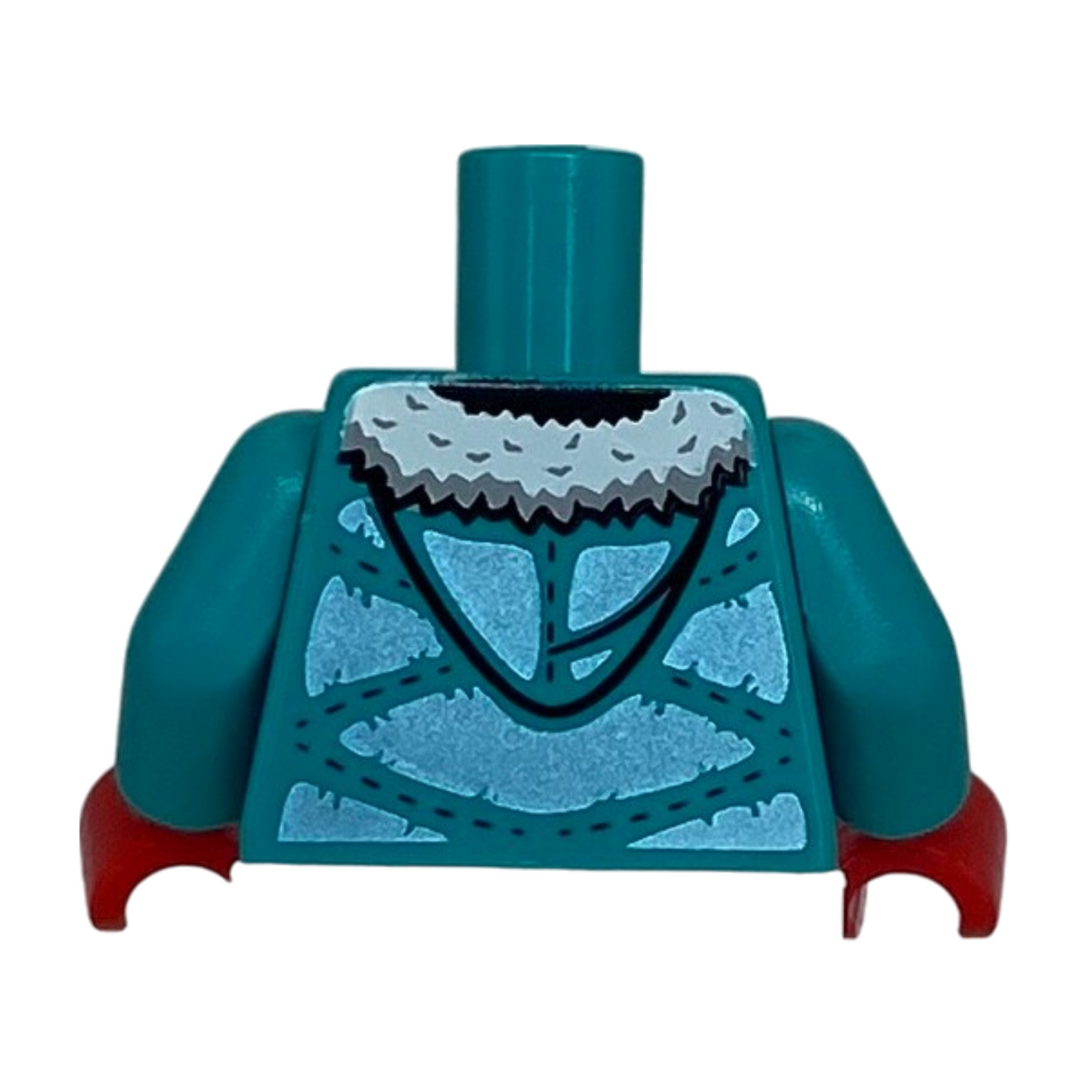 Winter Padded Jacket with Hood, Metallic Light Blue Panels, Zipper and White Fur Lining