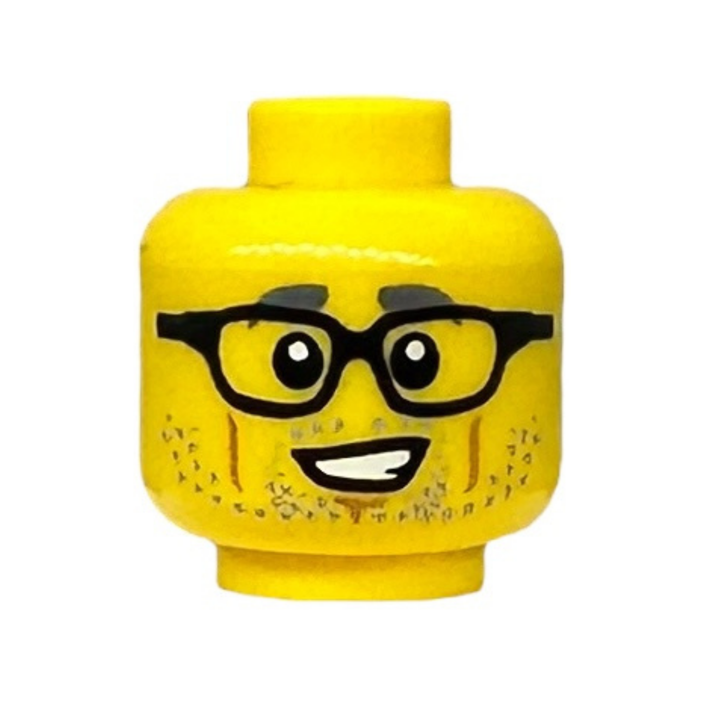 Gray Eyebrows and Stubble, Chin Dimple, Black Glasses