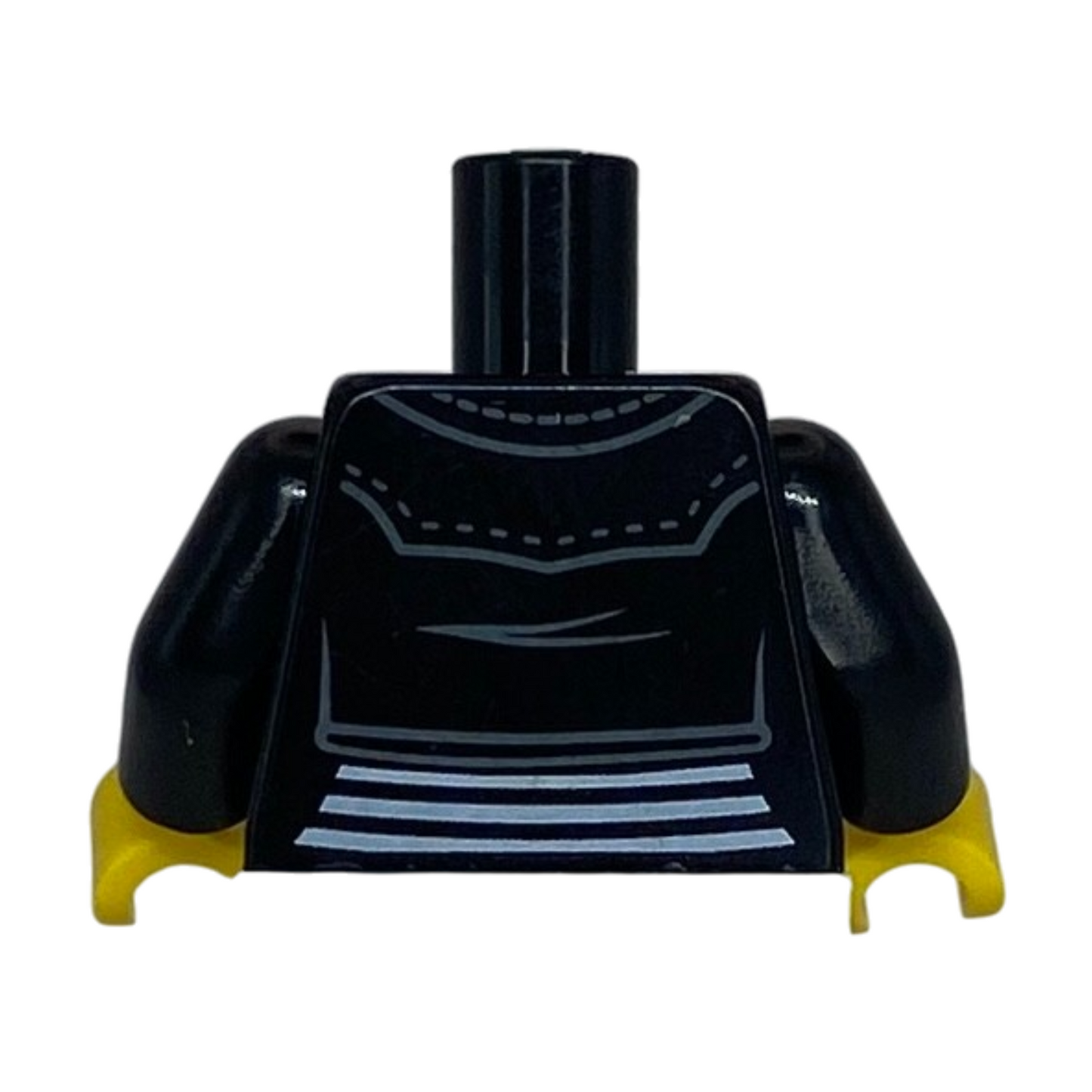 Open Leather Jacket with Pockets, Buttons and Zipper over White Striped Shirt