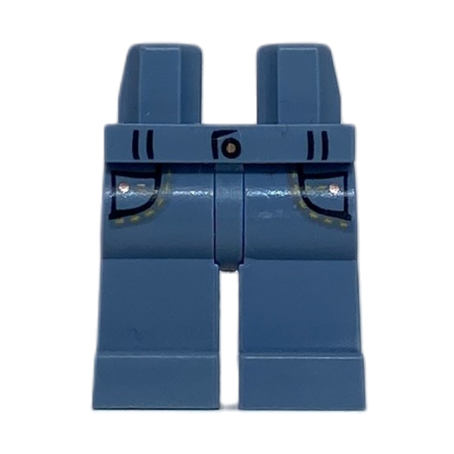 Jeans with Belt Loops and Pockets, Bright Light Orange Stitching, Copper Buttons