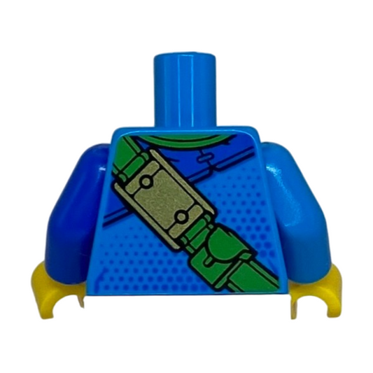 Blue Shoulder and Dots, Bright Green Neck and Strap with Hourglass and Gold Buckles