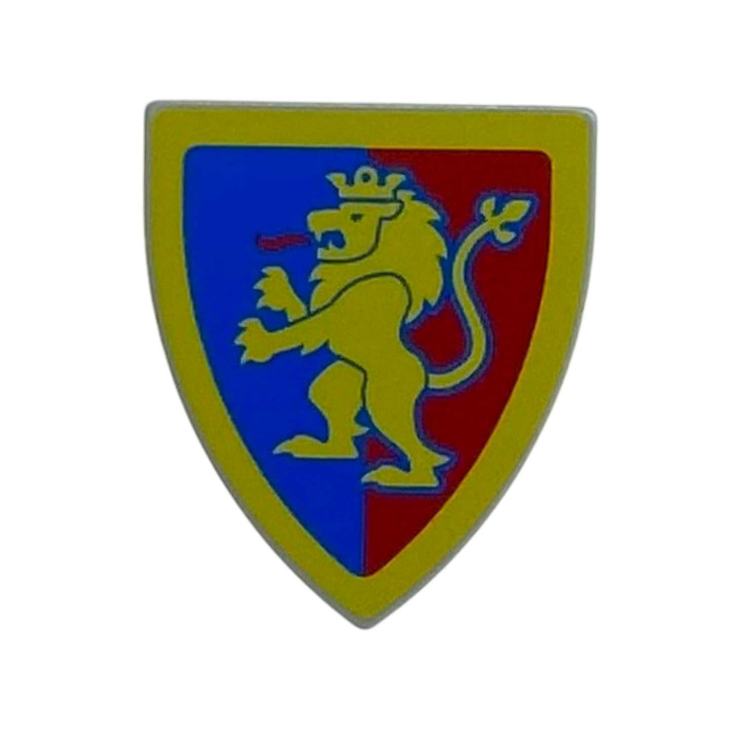 Shield with Lion Rampant on Red/Blue Background