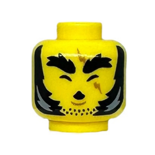 Zig Zag Scar, Lopsided Grin with Fang / Howling with Closed Eyes and Chin Dimple