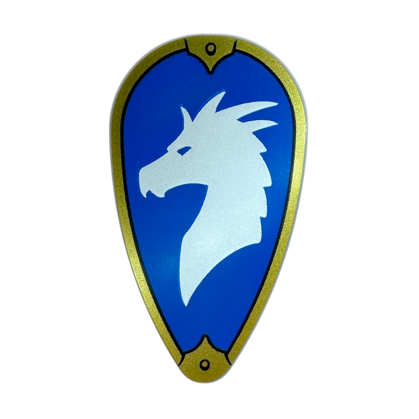 Oval with Gold Border and White Dragon Head on Blue Background (Symbol of Bahamut)