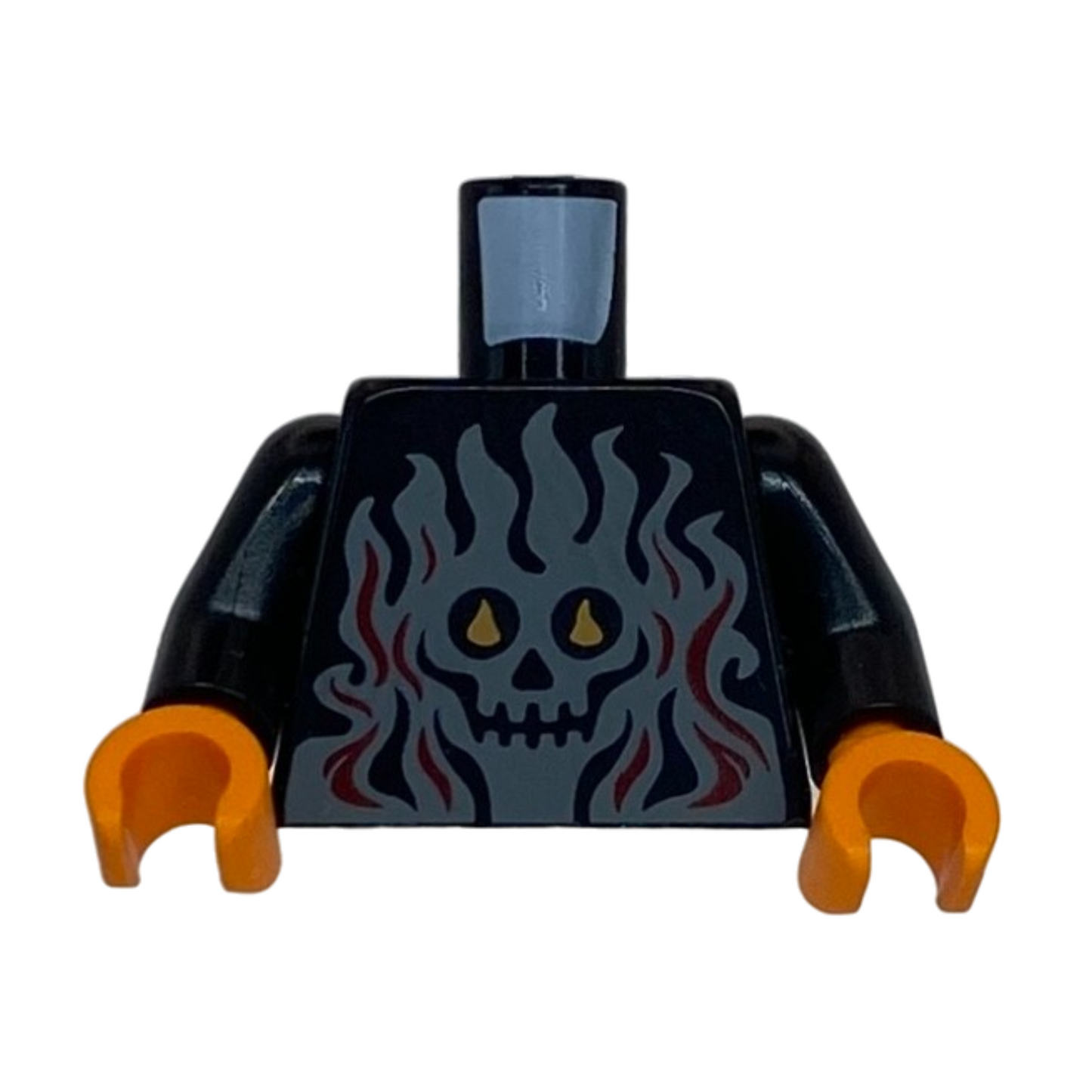 Flames and Skull with Bright Light Orange Eyes