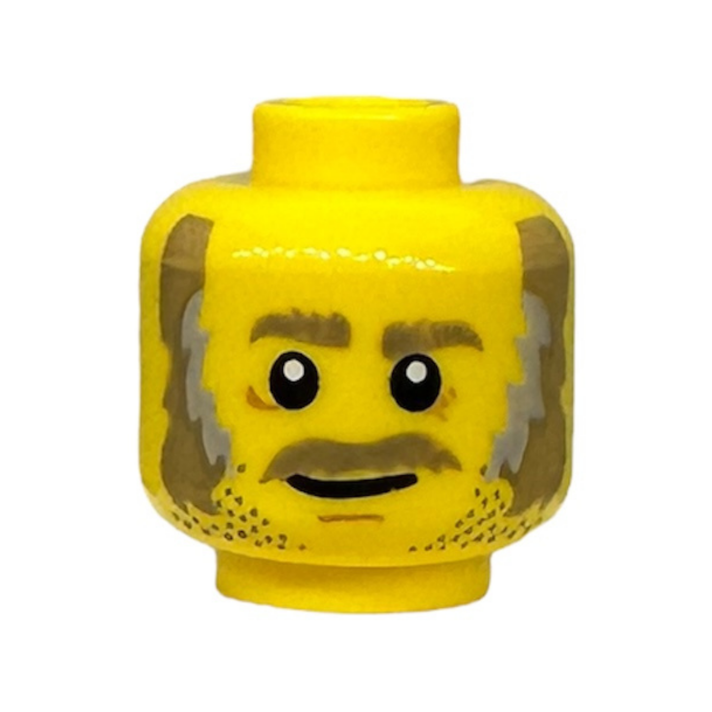 Dark Tan Eyebrows, Moustache, Dark Tan and Gray Sideburns, Stubble