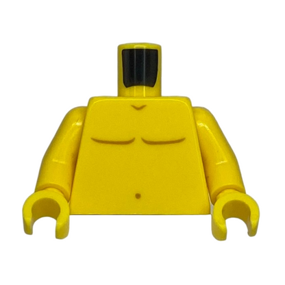 Bare Chest with Muscles Outline, Duckling Tattoo with Flower and Leaves on Back