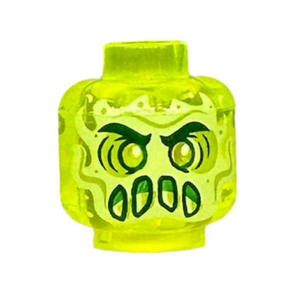 Ghost with Thick Eyebrows, Furrowed Brow, Angry Open Mouth with Slime, Flames on Back Pattern