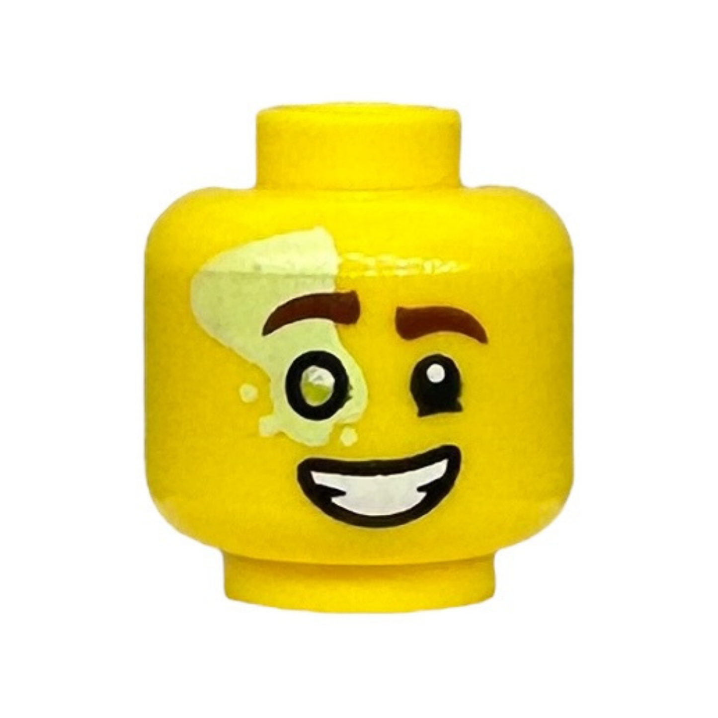 Lime Right Eye with Yellowish Green Splotch, Smirk / Open Mouth Smile with Teeth (Mateo)