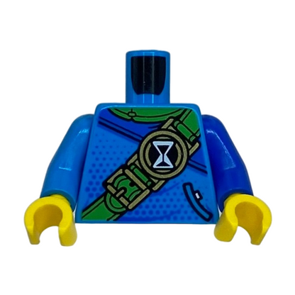 Blue Shoulder and Dots, Bright Green Neck and Strap with Hourglass and Gold Buckles