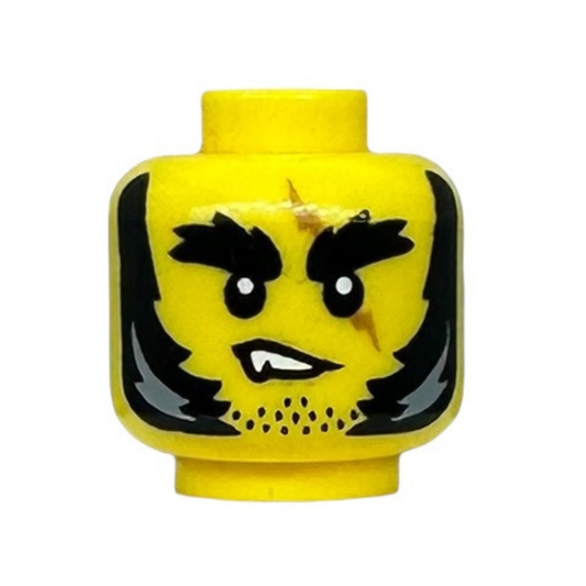 Zig Zag Scar, Lopsided Grin with Fang / Howling with Closed Eyes and Chin Dimple